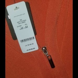 NWT BEBE deep V zipper body con dress